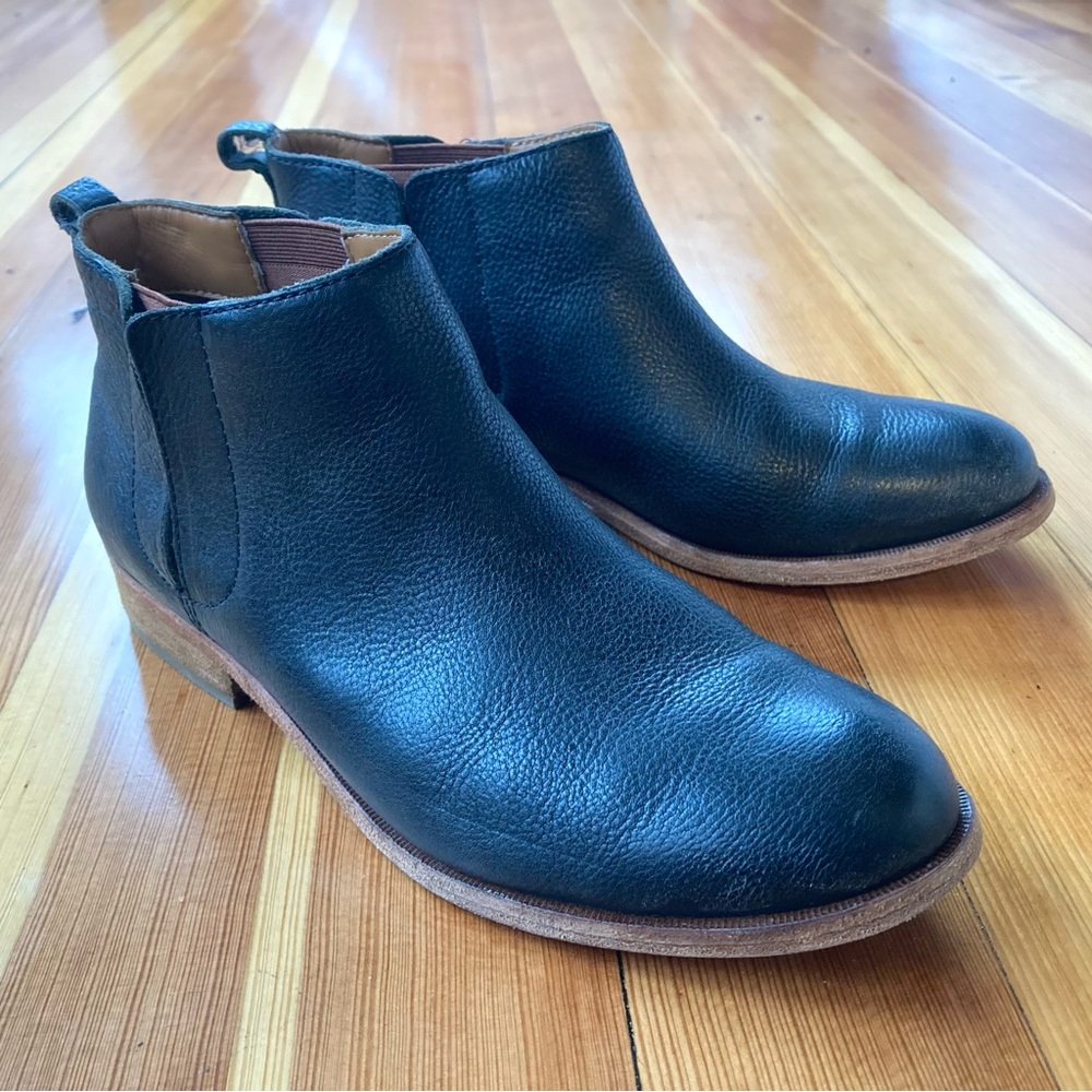 Black Leather Ankle Boots Kork-Ease